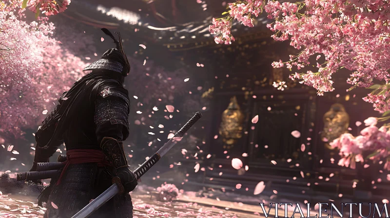 AI ART Warrior Among the Blossoms