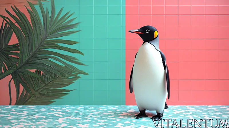 Modern Art Penguin Display AI Image