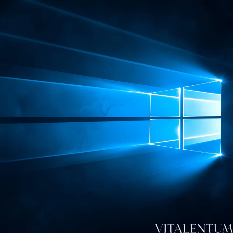 Glowing Blue Abstract Window Design AI Image