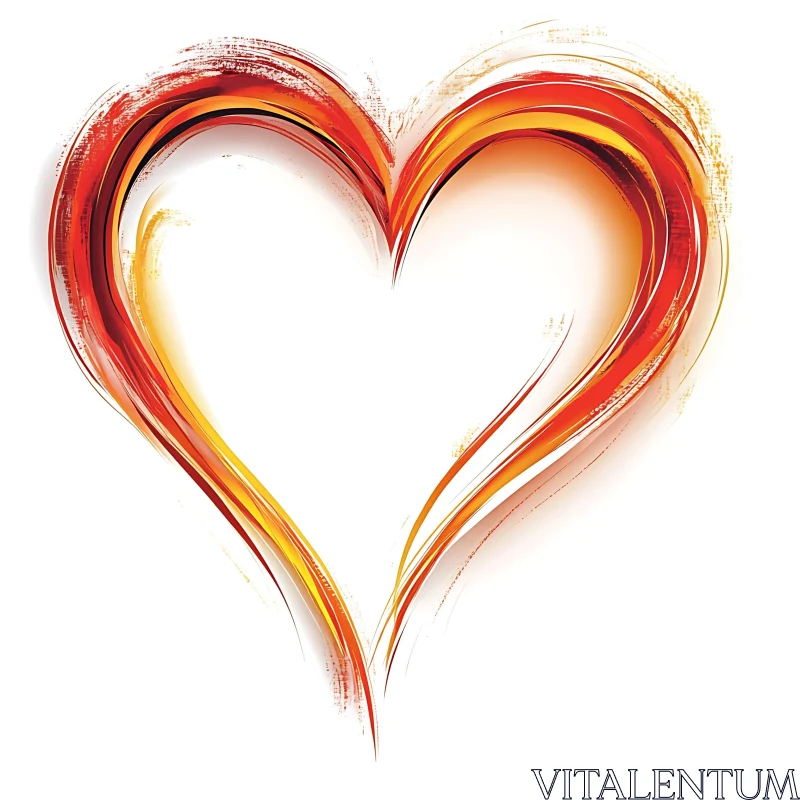 AI ART Abstract Heart with Warm Brushstrokes