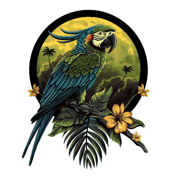 Vibrant Tropical Parrot Print POD Design