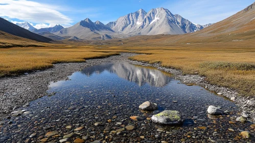 Majestic Mountains with Reflections and Stream