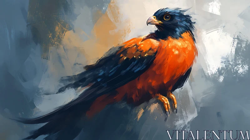 Vivid Bird Painting with Abstract Background AI Image