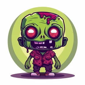 Cartoon Zombie Illustration with Red Eyes and Outstretched Hands