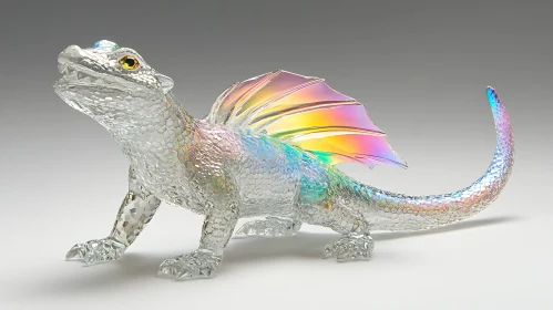 Rainbow Winged Glass Dragon Figurine