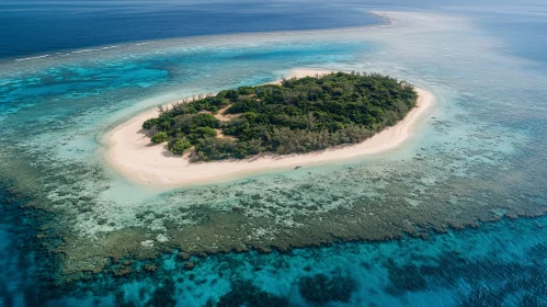 Lush Island Surrounded by Coral Reefs