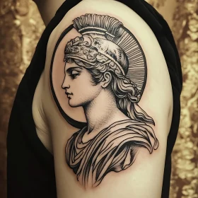 Monochrome Ancient Woman Tattoo Design