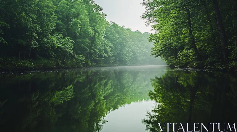 AI ART Tranquil Riverside with Greenery