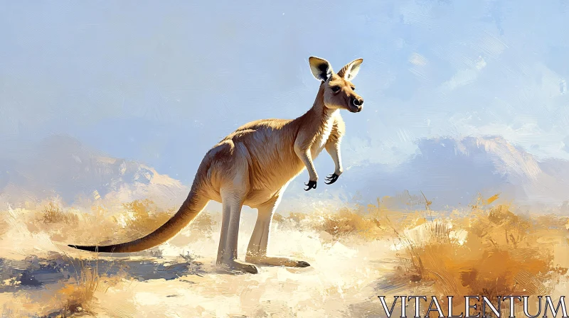 Wildlife Art: Kangaroo in the Desert AI Image