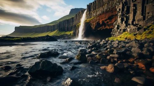 Enthralling Waterfall in Iceland National Park: A Study in Light and Shadow