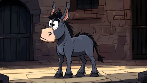 Animated Donkey in Rustic Setting