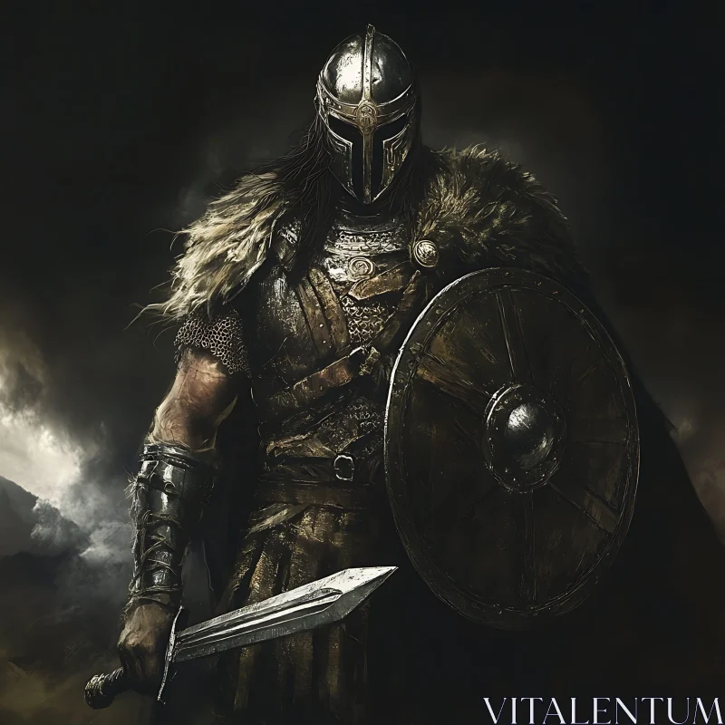 AI ART Viking Warrior in Dark Armor