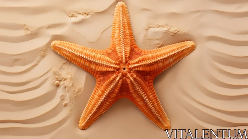 Golden Starfish on Sand: A Luminous Seascape AI Image