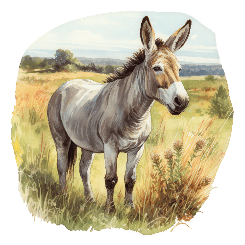 Serene Donkey in Meadow - Realistic Digital Art