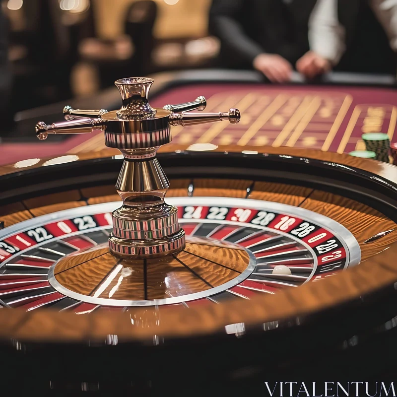 Elegant Casino Roulette Wheel and Betting Scene AI Image