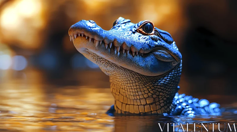 AI ART Crocodile's Gaze in Aquatic Environment