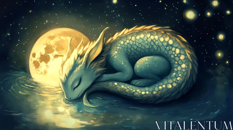 AI ART Lunar Dragon's Peaceful Night Rest