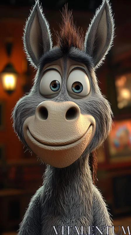 Friendly Animated Donkey Character AI Image