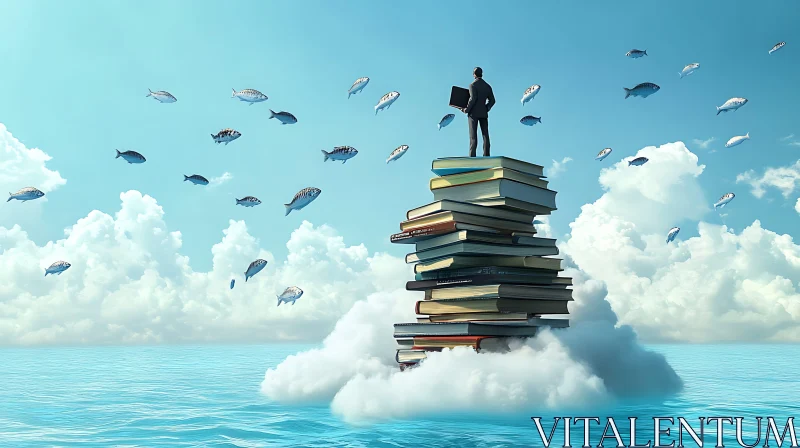 AI ART The Reader's Realm: A Book Tower Dream