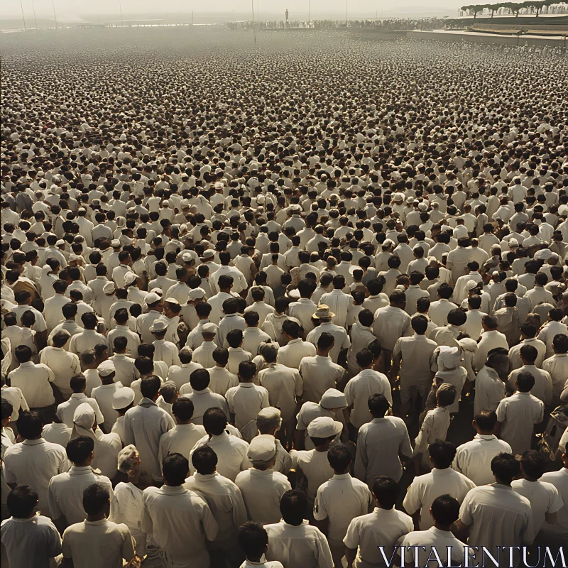 Mass of People in White Attire AI Image