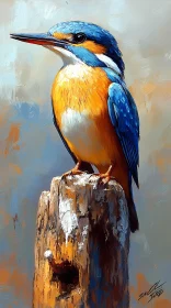 Vivid Kingfisher on a Stump