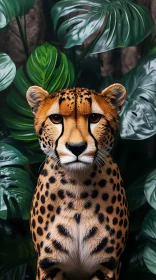 Cheetah Amidst Lush Green Leaves