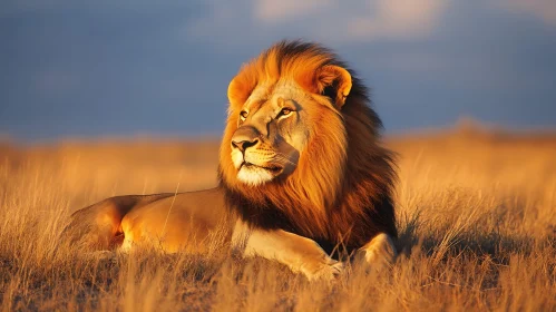 Lion Resting in the Savannah