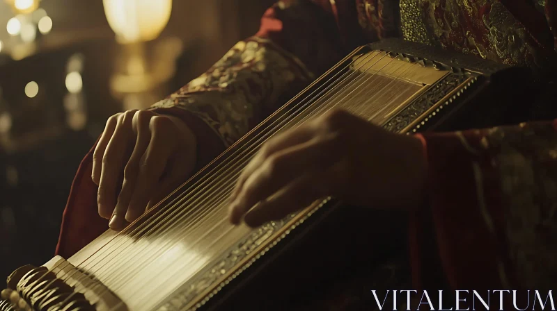 Hands Playing Lute: A Musical Moment AI Image