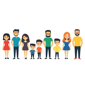 Colorful Family Portrait Illustration