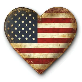 Distressed USA Flag Heart Symbol