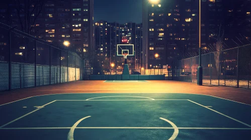 Urban Basketball at Night