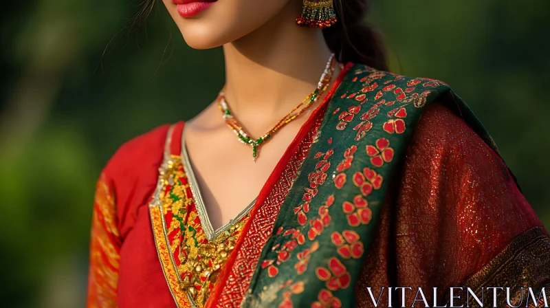 Woman in Traditional Clothing and Jewelry AI Image