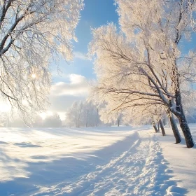 Snow-Covered Trees on a Sunny Winter Day