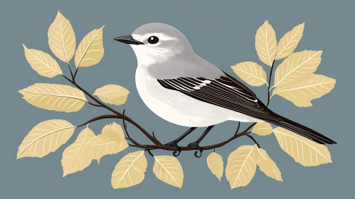 Artistic Bird on Branch