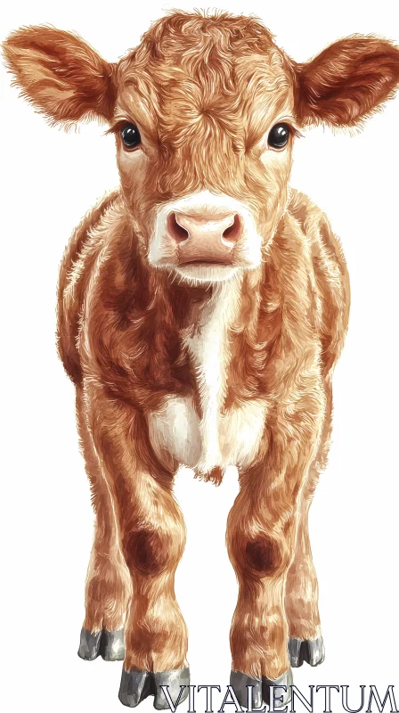 Adorable Young Calf Art AI Image