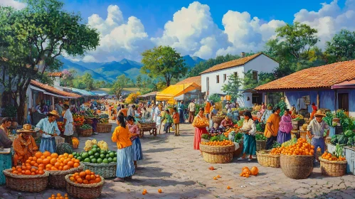 Lively Market Day in the Village