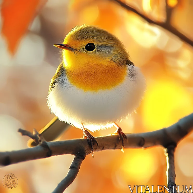 Robin Bird on Tree Branch AI Image