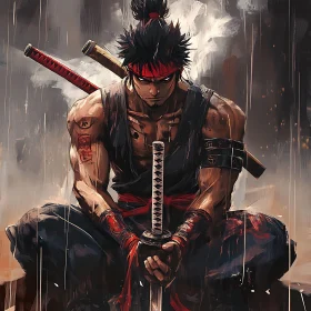 Brooding Samurai with Katana