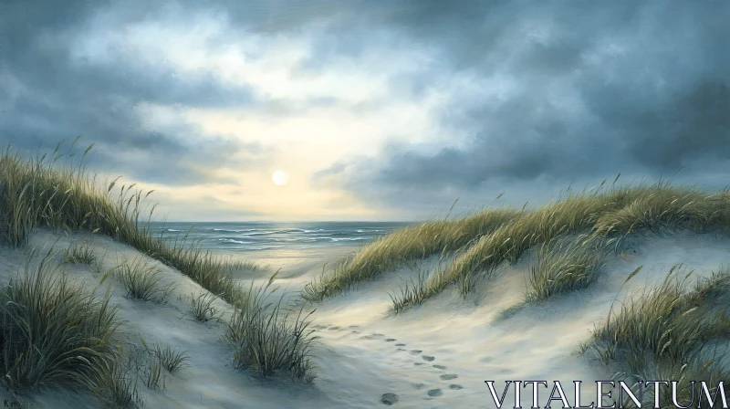 AI ART Calming Coastal Dunes at Sunset