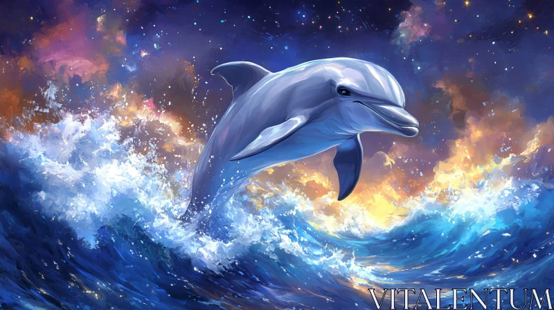 Nighttime Dolphin Art AI Image