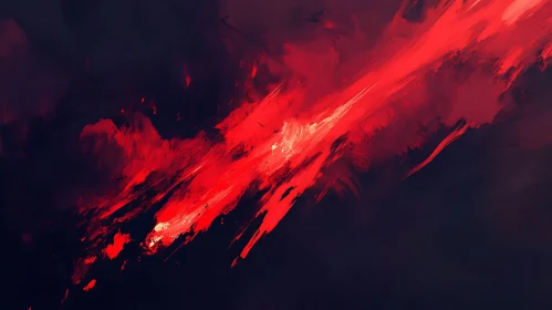 Dynamic Red Stroke in Abstract Painting