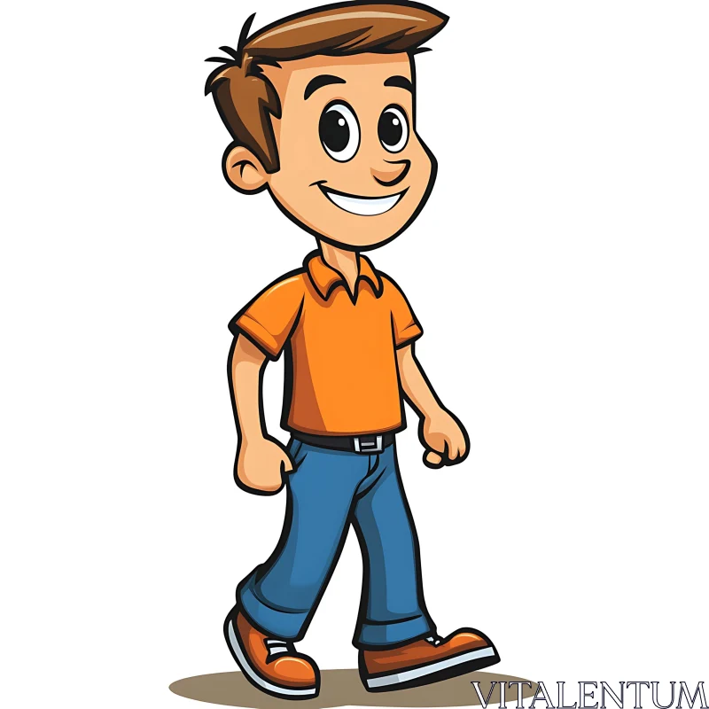 Happy Cartoon Boy Illustration AI Image