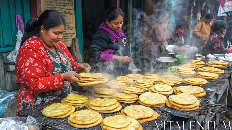 Market Flatbread Cooking AI Image