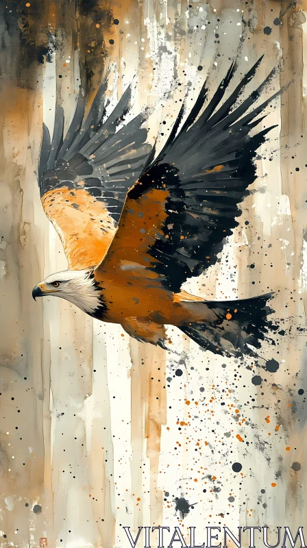 Eagle in Flight Splatter Art AI Image