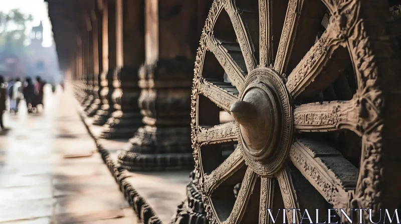 Temple Wheel Stone Carving AI Image