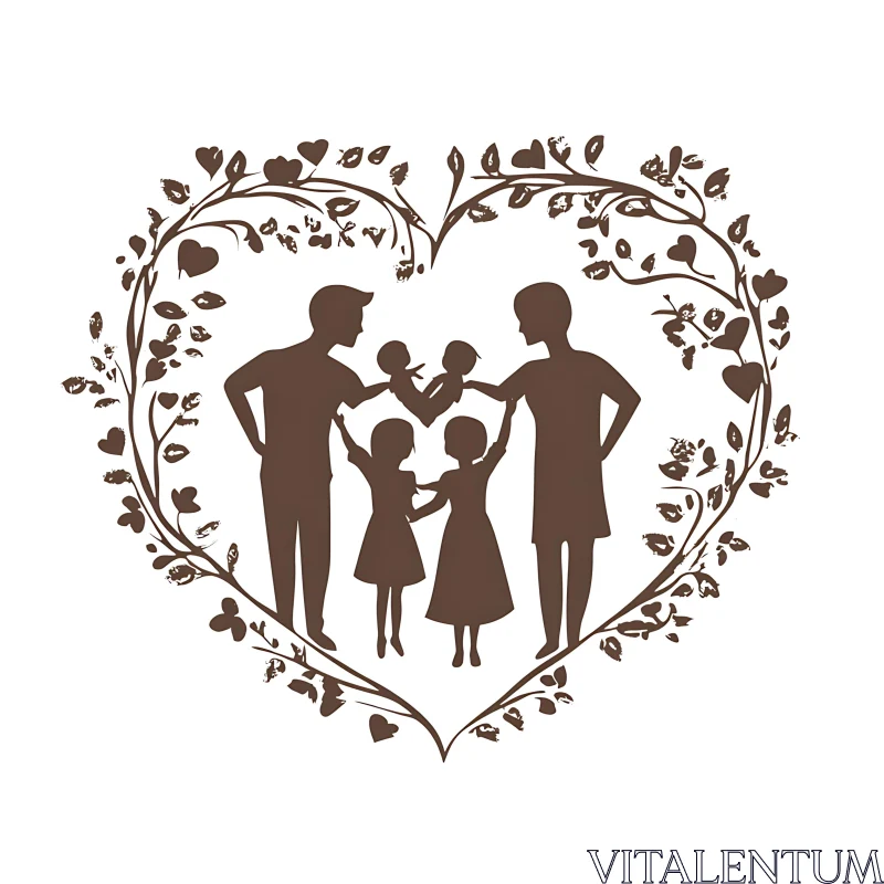 AI ART Family Love in Floral Heart