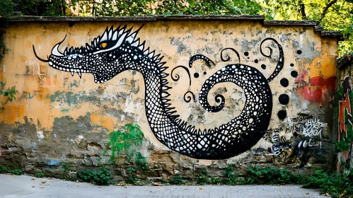 Street Art: Dragon on an Old Wall