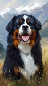 Bernese Mountain Dog in Mountainous Setting