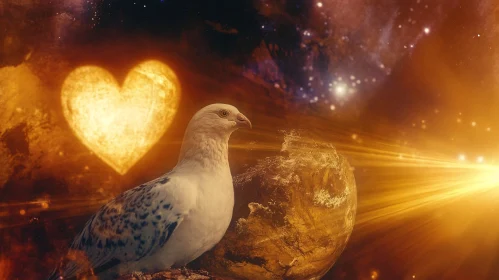 Celestial Dove with Heart Light