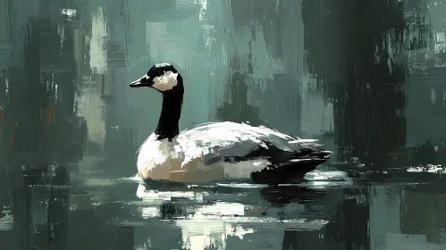 Artistic Goose on Tranquil Lake